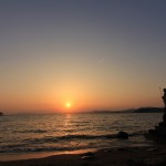 宍道湖の夕陽、広角！